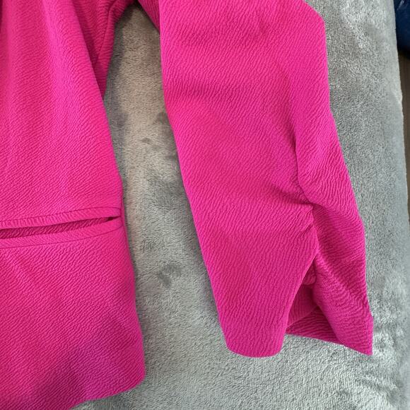 NEW Bar lll Fuchsia Pink 3/4 Ruched Sleeve Stretch Blazer Jacket Size Small NWT - Picture 3 of 15